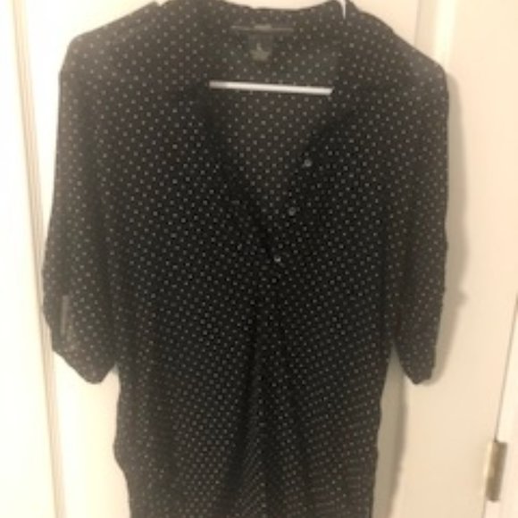 Black Sheer Ladies Polka Dot Top Casual - Picture 1 of 2